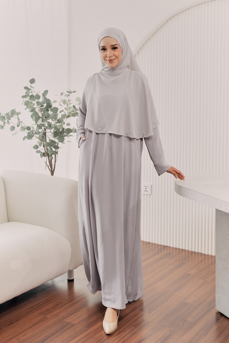 BELVA Kaftan in Light Grey